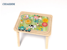 Load image into Gallery viewer, CHIAKBDK 3-in-1 Baby Activity Table for 6-36 Months Old Kids Wooden Activity Center Sensory Play Table for Toddlers with Bead Maze Shape Sorter Montessori Toys Sand Table Must Have Birthday Gift for Girls Boys
